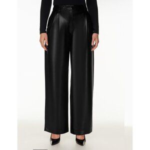 Babaton  faux leather Pleated wide legs pants, Black, Size 2 K44